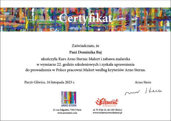 Certyfikat Arno Sterna